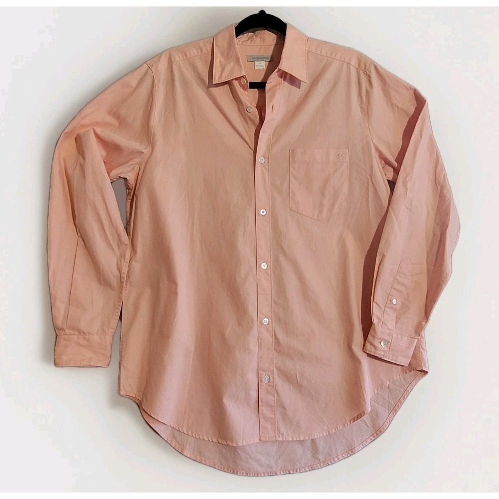 Outerknown Mens Small Peach Button Down Shirt w/Pocket Long Sleeve Cotton